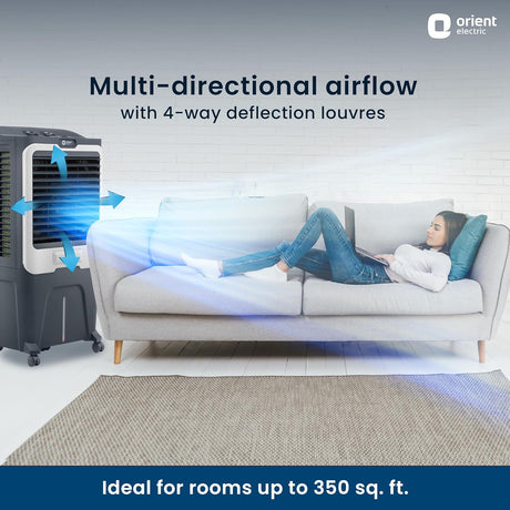A Orient Electric Cooler has a multi directional airflow with 4-way deflection Louvers  