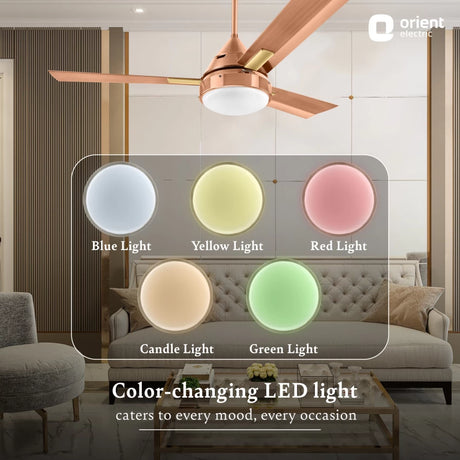 Orient Electric Ceiling fans has color changing led lights 
