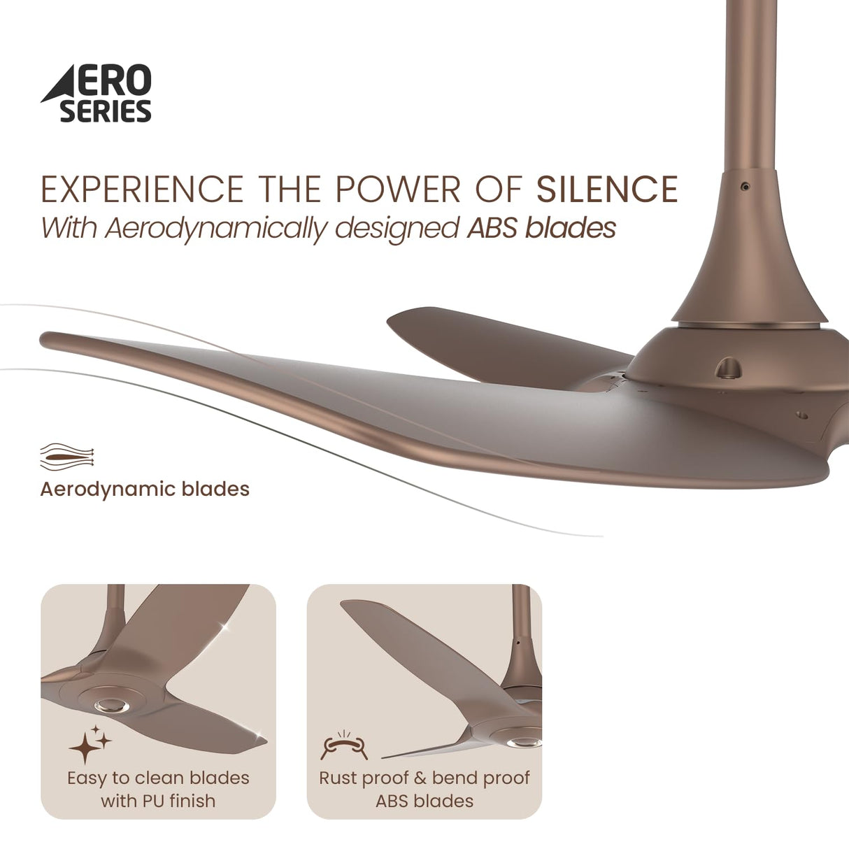 Orient Electric Aeroquiet 1230mm Premium Ceiling Fan (Caramel Brown)