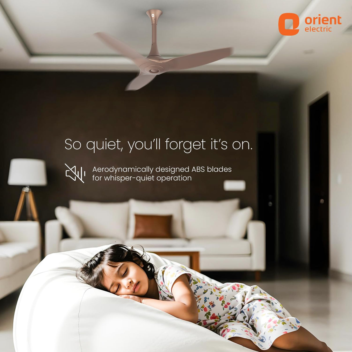 Orient Electric Aeroquiet 1230mm Premium Ceiling Fan (Caramel Brown)