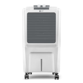 White and gray evaporative cooler on a white background