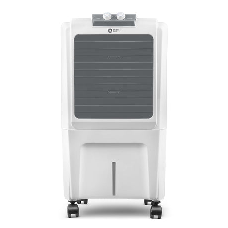 White and gray evaporative cooler on a white background