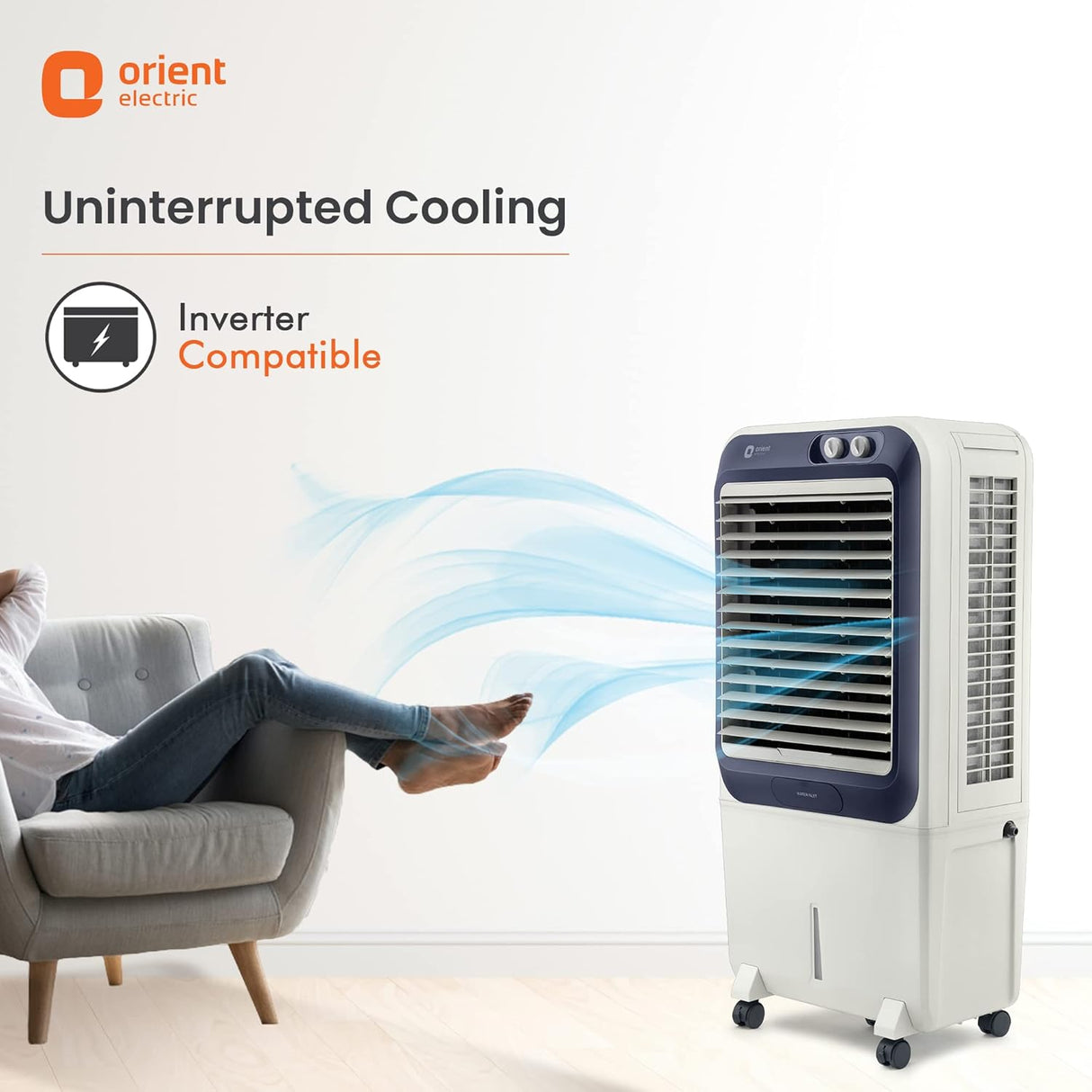 Orient Electric Knight 70L Desert Air Cooler with Densenest Honeycomb pads, Ice chamber, Dust Filter (Grey)