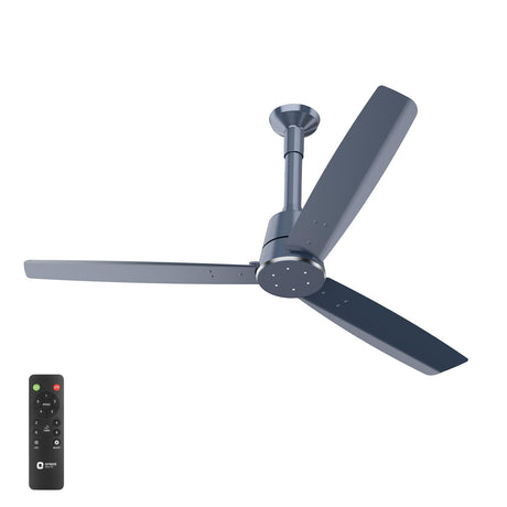 Ceiling fan with remote control on a white background