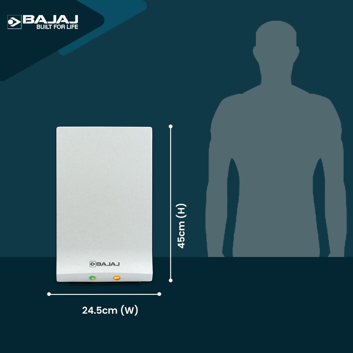 Bajaj Perfectto 3 Litre Instant Water Heater Geyser | Shock Resistance & Rust Proof Engineering Thermoplastic Body 【White】