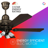Polycab Poise BLDC 1200mm Premium Underlight Ceiling Fan (Nickel Black Darkwood)