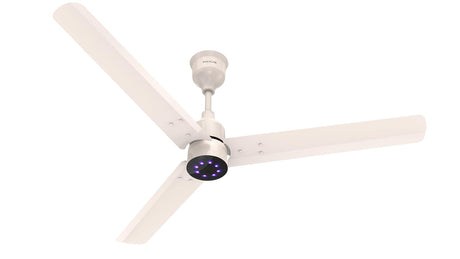 Ceiling fan with three blades on a white background