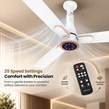 This Ceiling fan has 25 Speed Settings comfort with precision which has gentle breeze and powerful airflow. 