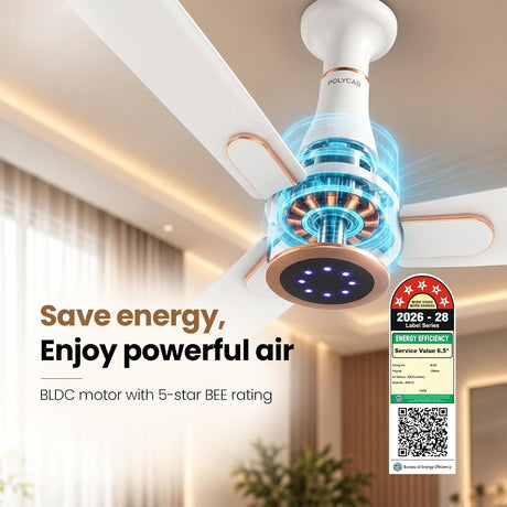 This ceiling fan has a 5-star energy rating, which saves energy 