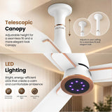 This ceiling fan has a telescopic canopy and LED Lighting for bright, energy-efficient LEDs, which create a calm and comfortable ambience.