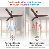 A polycab Silencio mini ceiling fans comes with Dual modes use  functions for summer forward mode and for winter Reverse mode, 
