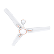 Ceiling fan with white and orange design on a white background