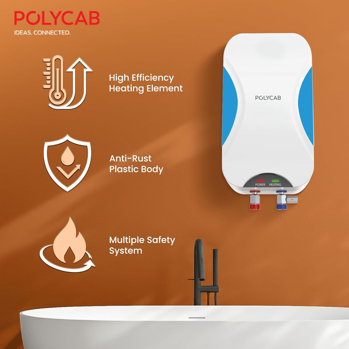 Polycab Intenso 5 litre Electric Instant Geyser (White Blue)