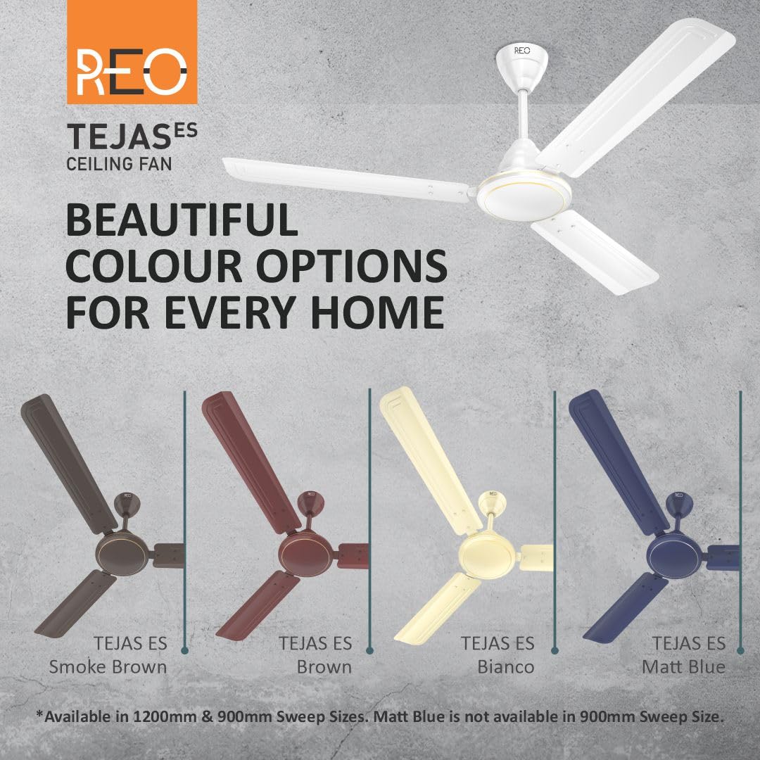 Havells Reo Tejas ES 900mm Ceiling Fan | High Speed | White