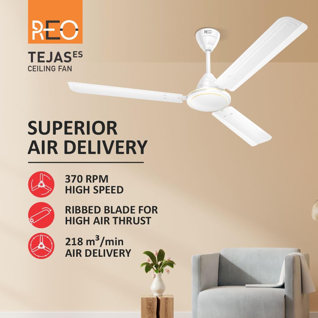 Havells Reo Tejas ES 900mm Ceiling Fan | High Speed | White