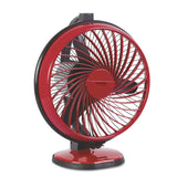 Red and black fan on a white background