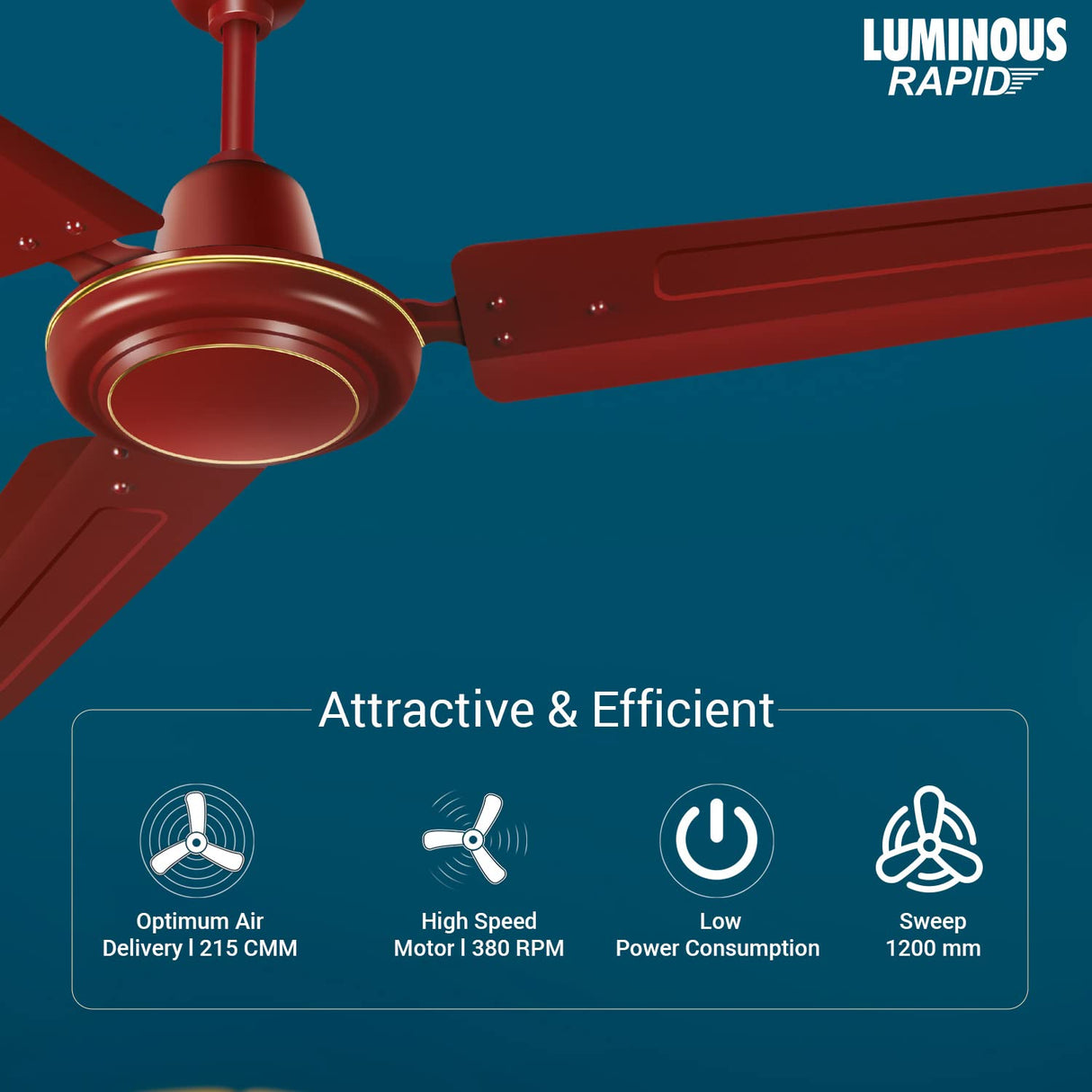 RR Signature Rapid 900mm Ceiling fan (Cherry Red)