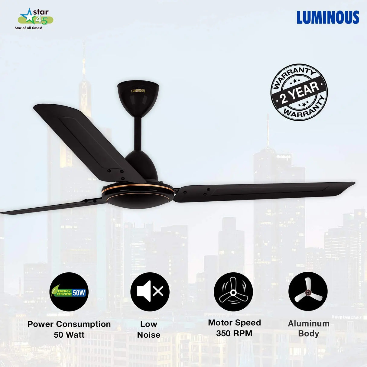 RR Signature Star 45 1200mm Ceiling Fan (Velvet Brown)