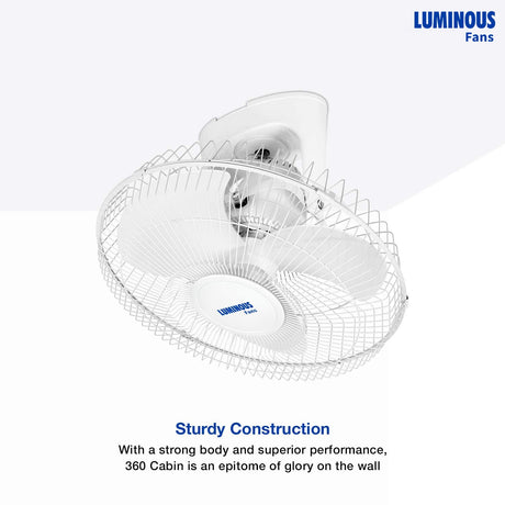 Ceiling fan with Luminous branding on a white background