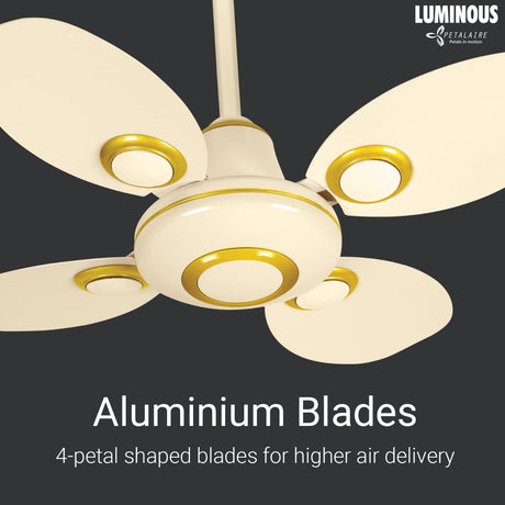 This Ceiling fan has aluminium Blades with 4-Petal shaped blades for higher air delivery 