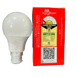 LED light bulb next to its packaging box on a white backgroud
