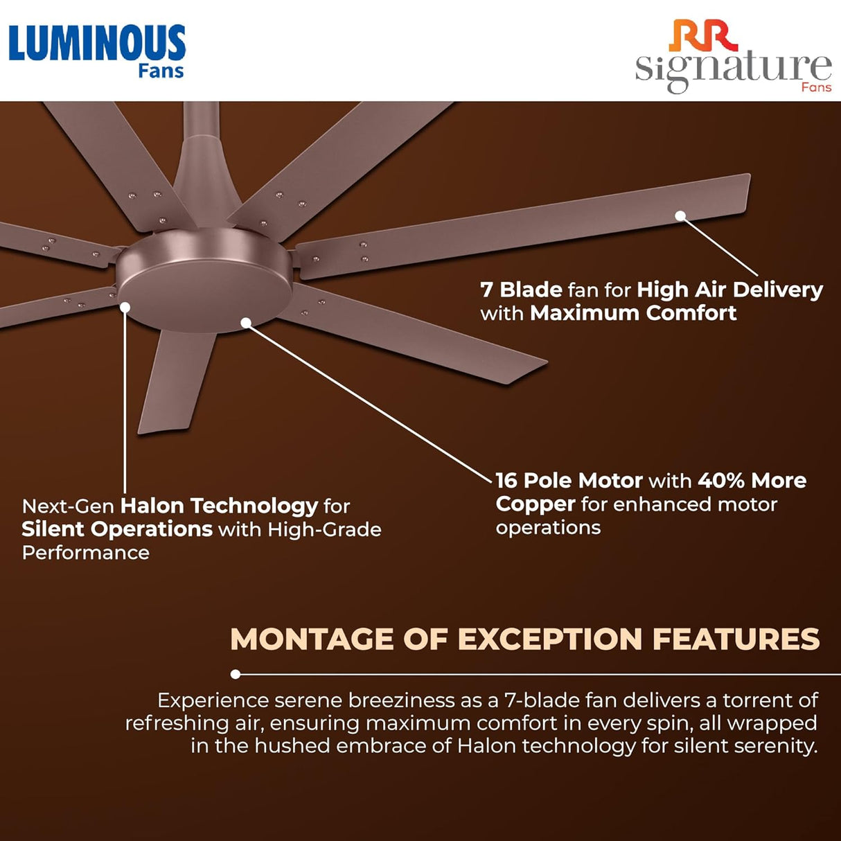 RR Signature Aether Flow 1320mm Ceiling Fan (Rustic Copper)