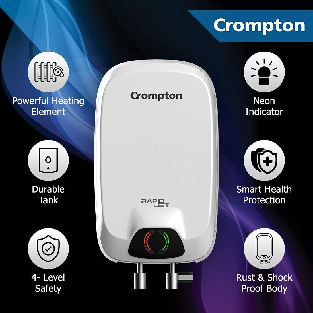 Crompton Rapid Jet 5-Litre Instant Water Heater (White)