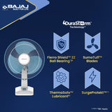 Bajaj Shield Series Robusto High Speed 400mm Table Fan 【Blue & White】