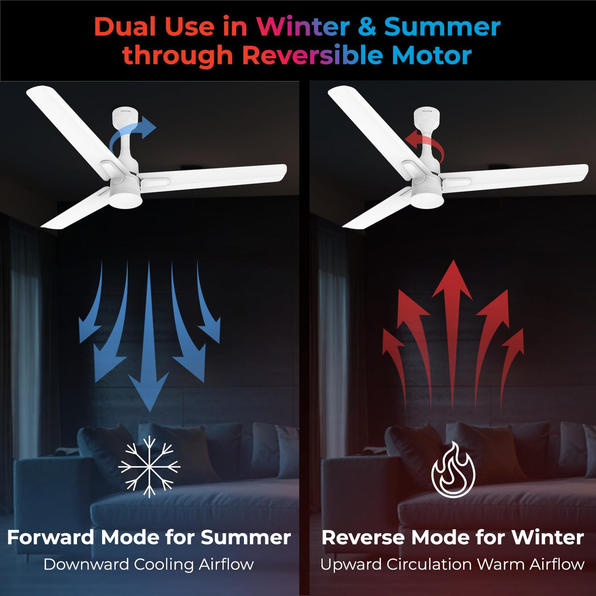 Polycab Silencio Mini DLX 1200mm 5-Star Advanced BLDC Ceiling fan 【Satin White】