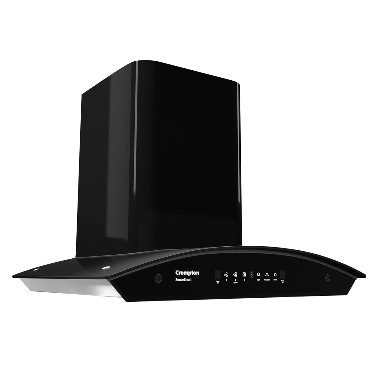 Crompton SensoSmart 60 cm Curved Glass Silent Kitchen Chimney | Filter-less (Black)