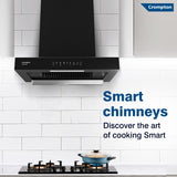 Crompton SensoSmart Box 60cm Baffle Filter Wall Mounted Kitchen Chimney (Black)