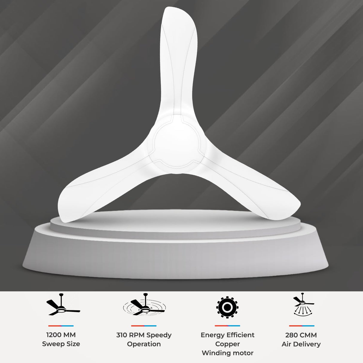 Polycab Silencio Cruiser Prime 1200mm Low Noise Ceiling fan【White】