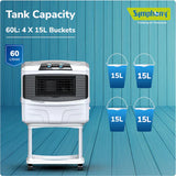 Symphony Sumo 60 Window Air Cooler | 3-Side Cooling | 60L Tank | Powerful Blower | White