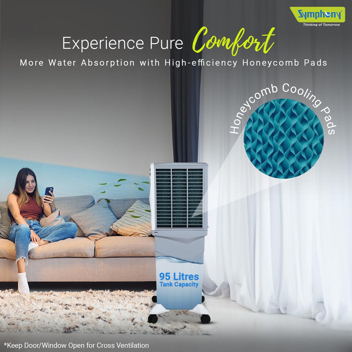 Symphony Jumbo 95XL+ Desert Air Cooler (White)