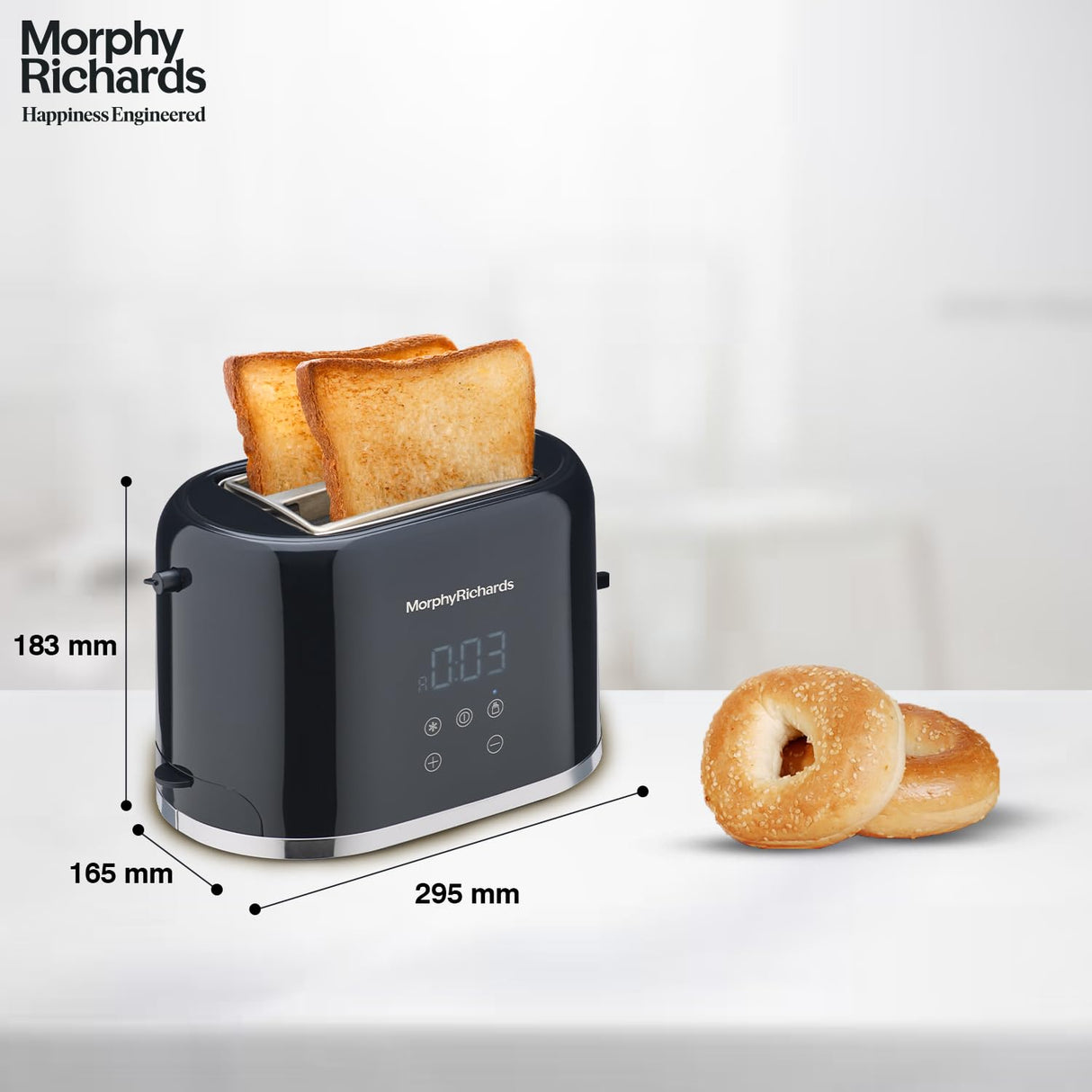 Morphy Richards Windsor Series Digital 2 Slice 800W Pop Up Toaster (Black)