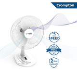 Crompton HighSpeed Torpedo 400mm Table Fan (KD White)