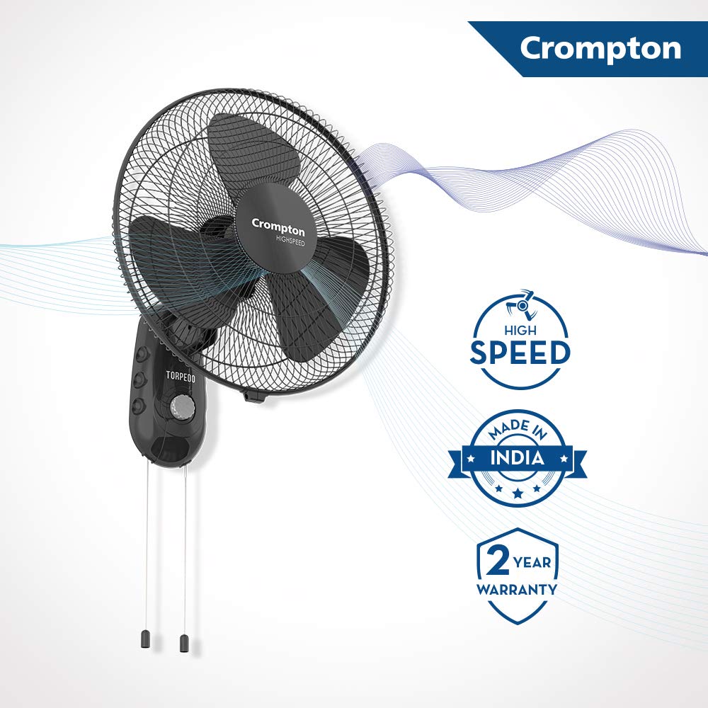 Crompton Torpedo 400mm High Speed Wall Fan (Black)