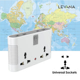 Polycab 4 Way Universal Multi-Plug with Surge Protection & Indicator | White and Grey