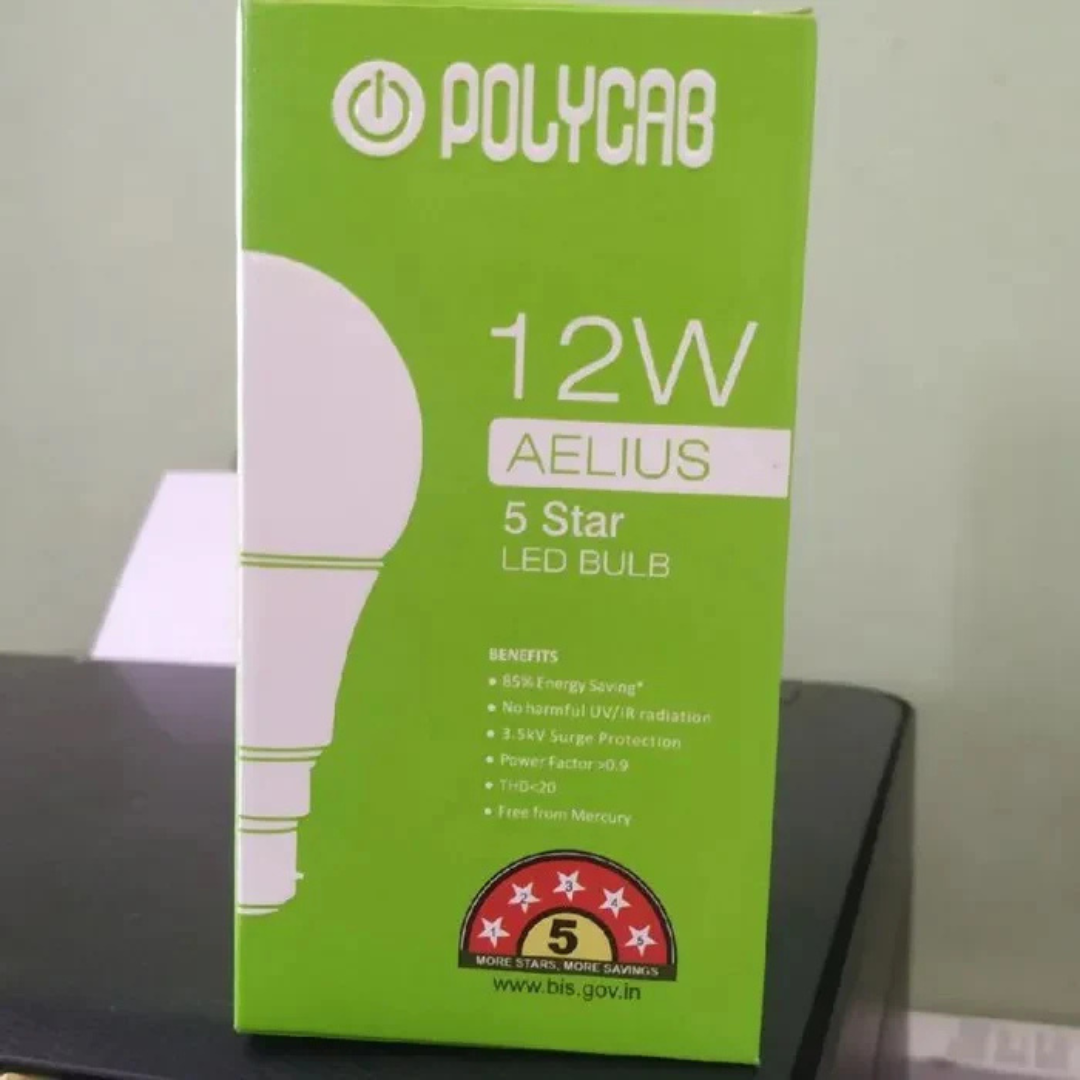 Polycab Aelius 5-Star 12 Watts LED Bulb (Cool Day Light)