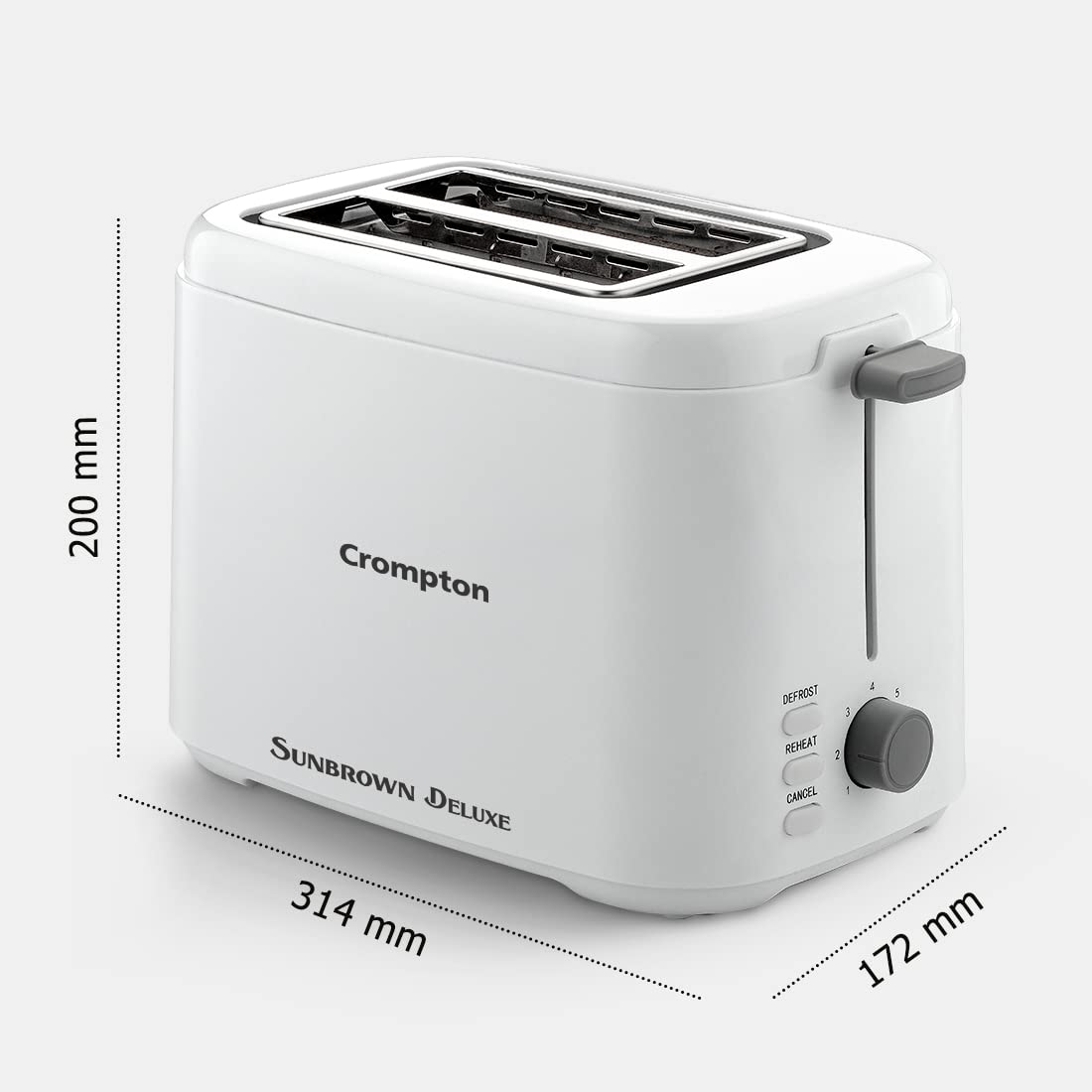 Crompton SunBrown Deluxe Pop-up Toaster 800W (White)