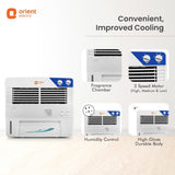 Orient Electric air cooler with features highlighted on a white background