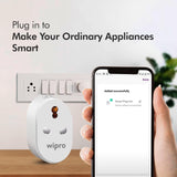 Wipro 16A Wi-Fi Smart Plug with Energy Monitoring (Works with Alexa and Google Assistant)- White