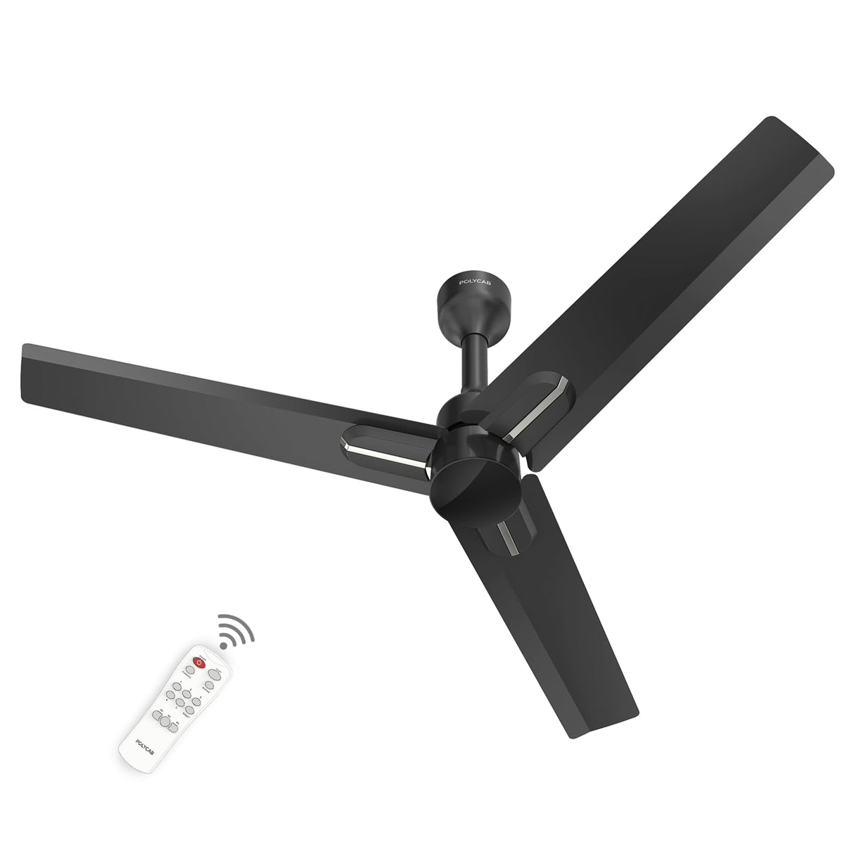 Polycab Wizzy Neo 1200mm 5-Star BLDC Ceiling fan | Matt Black Silver