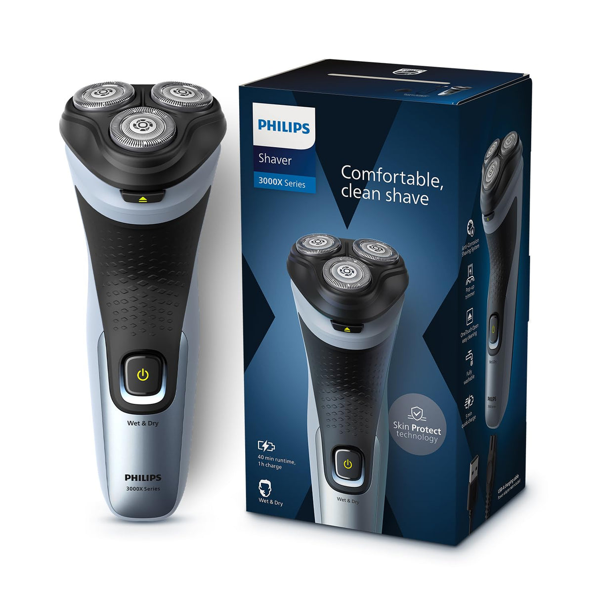 Philips X3063/03 Wet and Dry Shave Electric Cordless Shaver for Men Waterproof