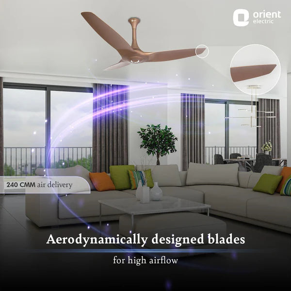 Orient Electric Aeroquiet BLDC 1200mm Noiseless Ceiling Fan (Caramel Brown)