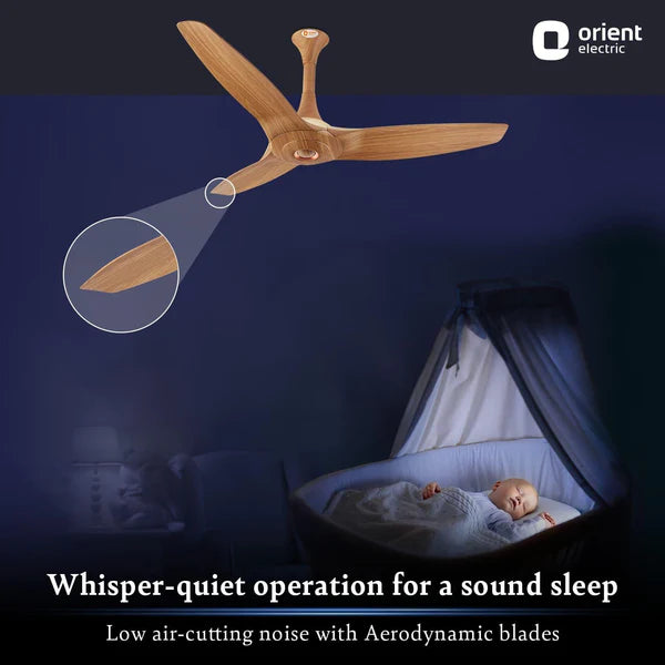 Orient Electric Aeroquiet 1230mm Premium Ceiling Fan (Pine Wood)