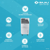 Bajaj Shield Series Skive Nios 36L Tower Air Cooler White