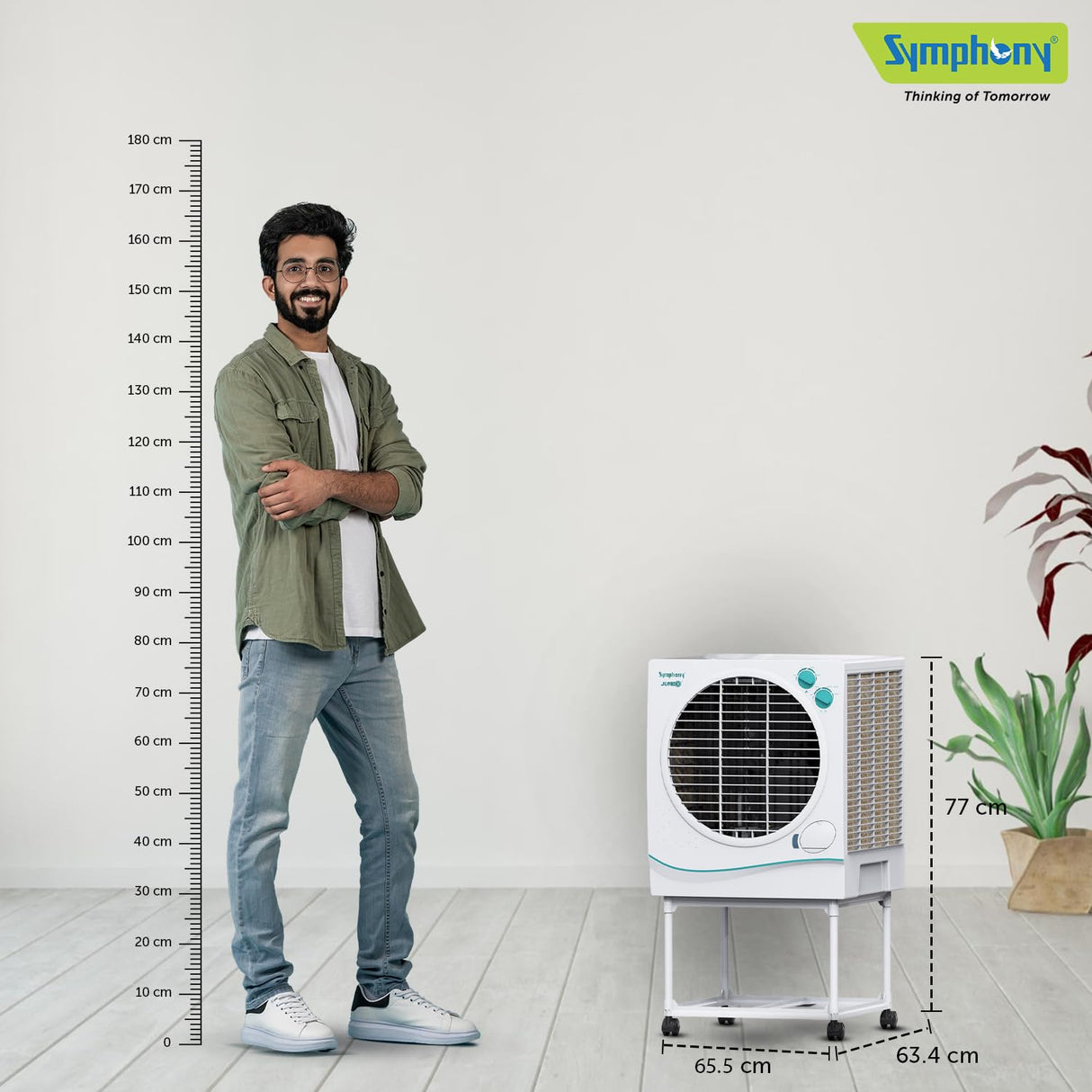 Symphony Jumbo 51 Desert Air Cooler With Trolley (51L, White)