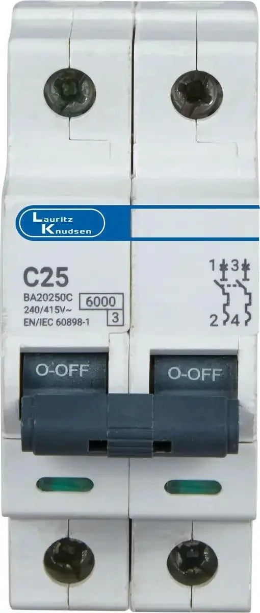 Lauritz Knudsen Tripper Double Pole C Curve 25A MCB