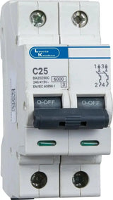 Lauritz Knudsen Tripper Double Pole C Curve 25A MCB